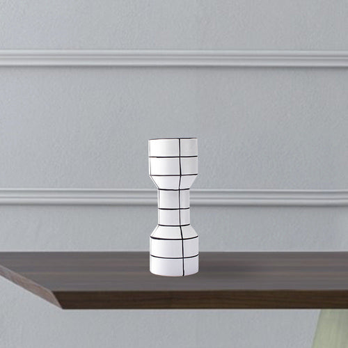 Modern Simple Nordic Creative Home White Ceramic Vase Fashion Stripe Handicraft Ornament Home Decoration