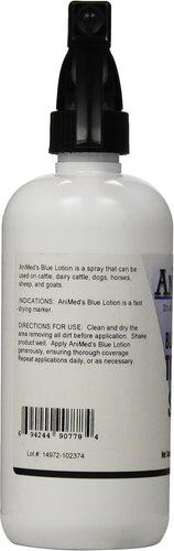 AniMed Blue Lotion Antiseptic Wound Spray 16 oz. for Horses Dogs Cattle Sheep Goats