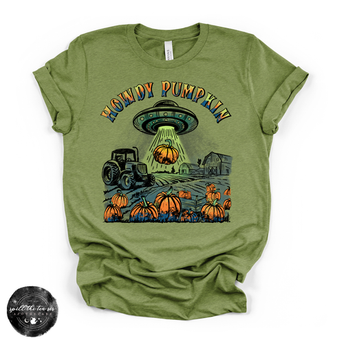 Howdy Pumpkin Alien Tee | Cute Western Halloween Alien Graphic T-Shirt