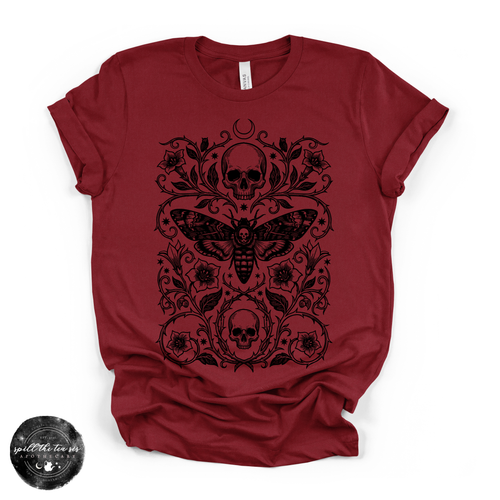 Skull Moth Tee | Gothic Death's Head Moth Graphic T-Shirt {BLACK DESIGN}