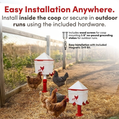 RentACoop 2 Gallon Chicken Waterer with 4 Auto-Fill Water Cups and 4 Horizontal nipples