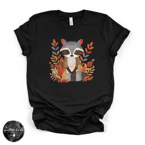Fall Cartoon Raccoon Tee | Cute Autumn Trash Panda Graphic T-Shirt