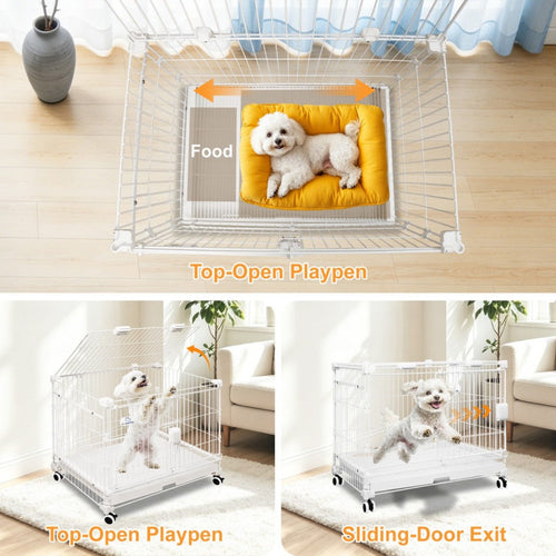 24-30 White Metal Wire Dog Crate DLS2402/DLS3002