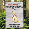 Welcome to The Dogs House Valiant Personalized Custom Dog Garden Flag