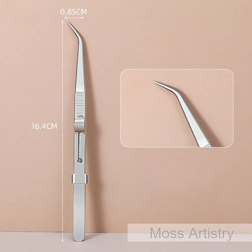 6 Adjustable Stainless Steel Non-slip Tweezers 2 Pcs Set: Bent-Tip Tweezers and Straight-Tip Tweezers