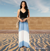New Blue tie dye pattern Summer Strap Loose Split Vest Dress for women