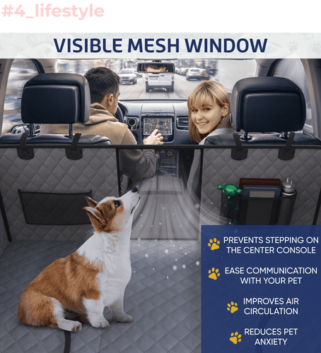 Large Seat Guard Waterproof Back Seat Extended Cover With Mesh Window Storage Pockets