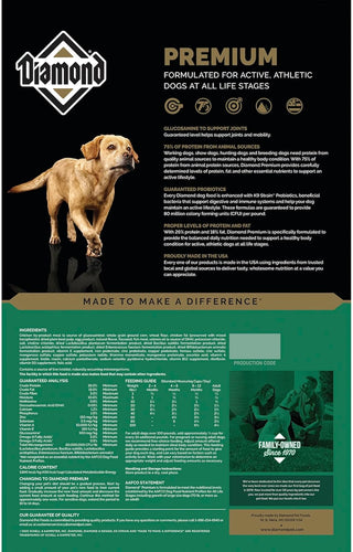Diamond Premium All Life Stages Dry Dog Food 26/18 Active Sporting Dogs 55lbs.