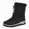 Large High Top Cotton Boots Women's Plush Front Lace Up Side Zipper