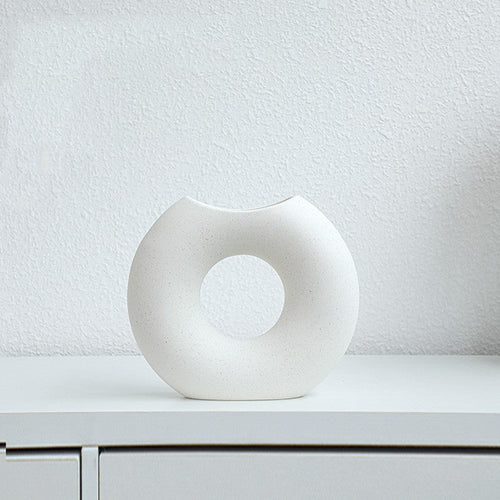 Nordic Style Simple Ceramic Vase Semicircle Creative Flower Device
