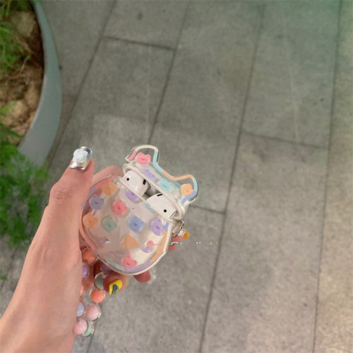 Clear Bear Shaped Airpods Case Colorful Charm