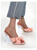 Plus Size High Shaped Heel Satin Sandals