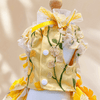 Yellow Floral Dog Dress Pet Gown with Detachable Train