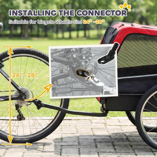 Dog Bike Trailer, Pet Cart Bicycle Carrier with 20 Air Tires, Quick-Release Wheels, Reflectors, Flag