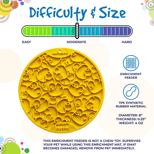 Rubber Duckies emat - Enrichment Lick Mat for Dogs and Cats - with Suction Cups | Bath Time Design | SodaPup USA Made