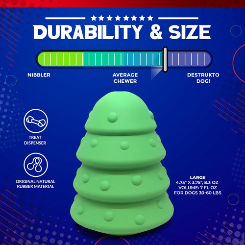 Christmas Tree eDispenser Durable Rubber Chew Toy & Treat Dispenser