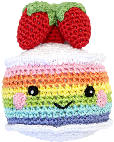 Rainbow Birthday Cake Crocheted Knit Knack Pet Toy