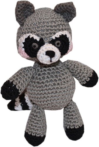 Rowdy The Trash Panda Raccoon  Crocheted Knit Knack Pet Toy