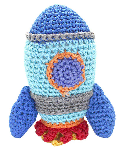 Rocket Ship Crocheted Knit Knack Pet Toy
