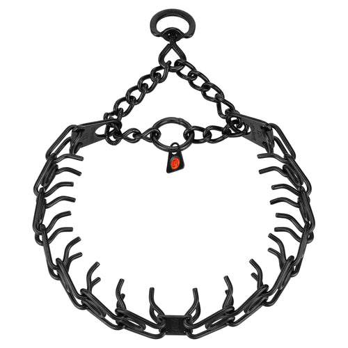 Herm Sprenger - ULTRA-PLUS Training Collar with Center-Plate and Assembly Chain - Short Version – Black Stainless Steel