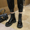 Women's British style thick heel round toe Martin boots