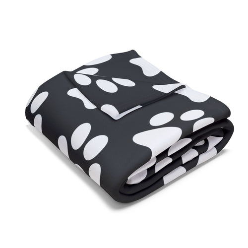 Cozy Paw Print Arctic Human Fleece Blanket