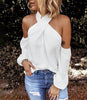 Back zipper halter solid color stitching top