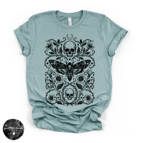 Skull Moth Tee | Gothic Death's Head Moth Graphic T-Shirt {BLACK DESIGN}