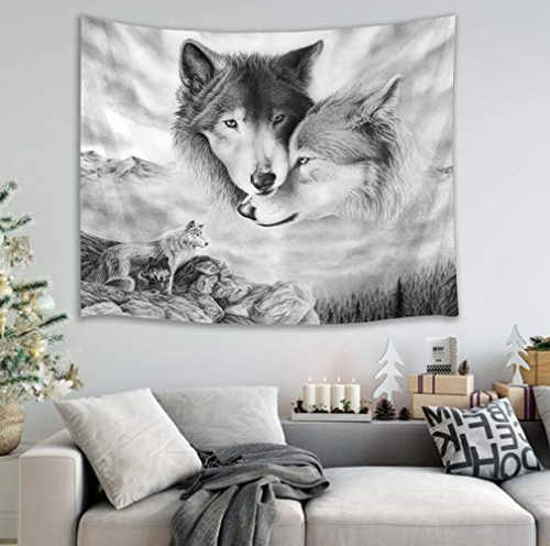 2 wolf tapestry
