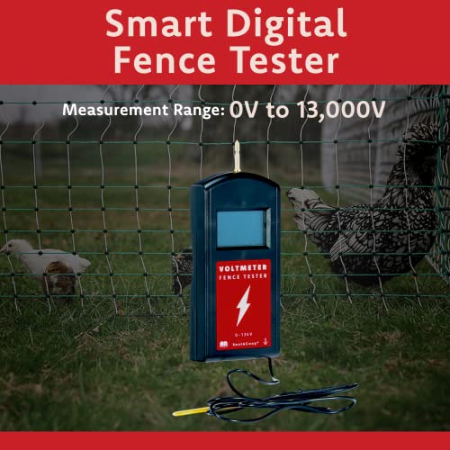 Digital Voltmeter Fence Tester - Suitable for Testing Electric Chicken Fencing, Fence Energizers, and Batteries