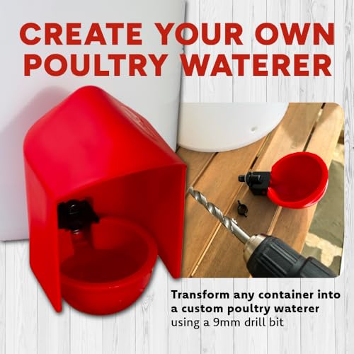 RentACoop DIY Waterer Kit - Auto-Fill Big Cups with Inserts and Anti-Dirt Covers 6 Pack