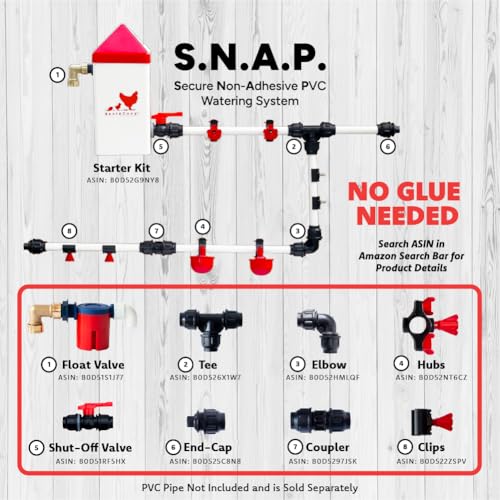 RentACoop Secure Non-Adhesive PVC (S.N.A.P) Watering System Union Tee Pack of 2