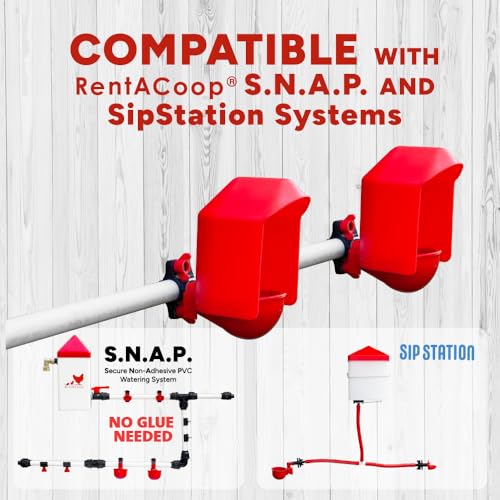RentACoop DIY Waterer Kit - Auto-Fill Big Cups with Inserts and Anti-Dirt Covers 6 Pack