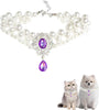 Pearl Pet Necklace with Gem Pendant