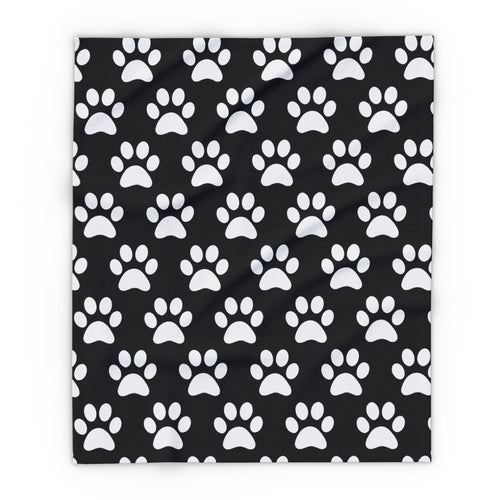Cozy Paw Print Arctic Fleece Dog Blanket