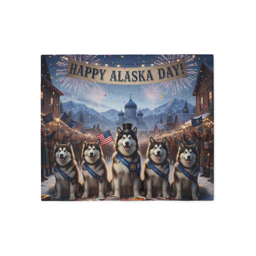 Happy Alaska Day Alaskan Malamutes Blanket