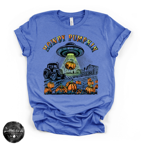 Howdy Pumpkin Alien Tee | Cute Western Halloween Alien Graphic T-Shirt