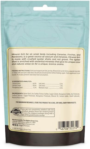 Higgins Mineral Grit Small Birds 6 oz. Calcium Canaries Finches Parakeets