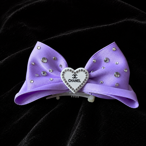 Satin Rhinestone Pet Bow Hair Clip