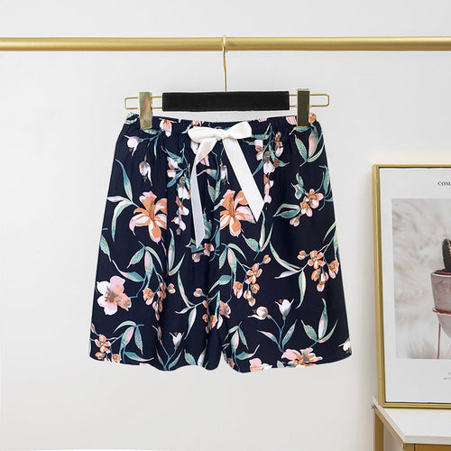 Women's Cotton Silk Pajama Pants Summer Thin Shorts Loose Casual
