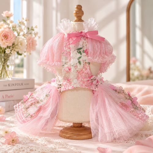 Handmade Butterfly Tulle Pet Dress Pink Yellow