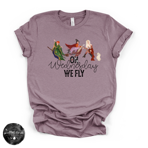 On Wednesday We Fly Tee | Witchy Halloween Graphic T-Shirt