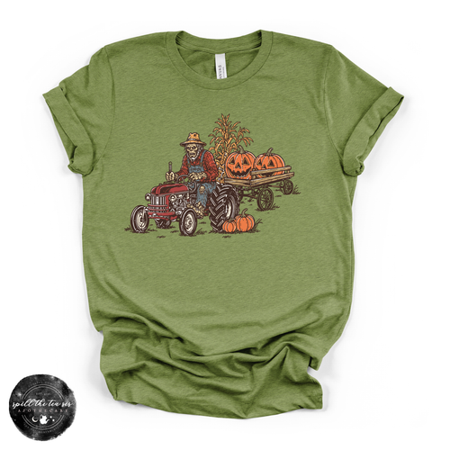 Zombie Bigfoot Farmer Pumpkin Patch Tee | Funny Halloween Farm Graphic T-Shirt