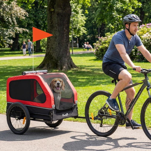 Dog Bike Trailer for Small & Medium Dogs, Universal Bicycle Coupler, Flip-Down Ramp Tailgate
