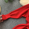 New Red Fall/Autumn Winter Knitted Sweater Dress for women