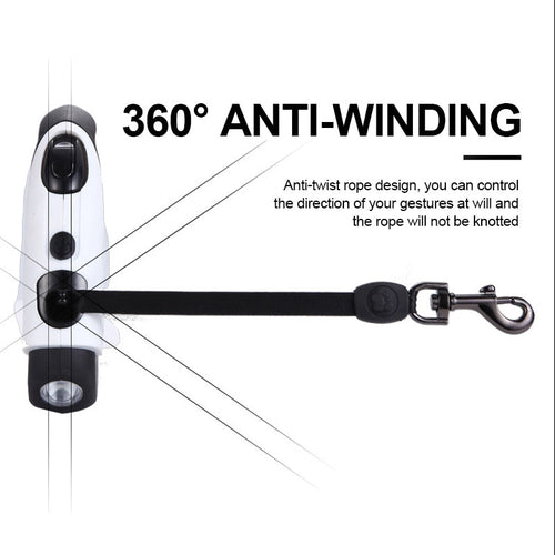 Pet Dog Automatic Retractable Fiber Night Safety LED Automatic Leash