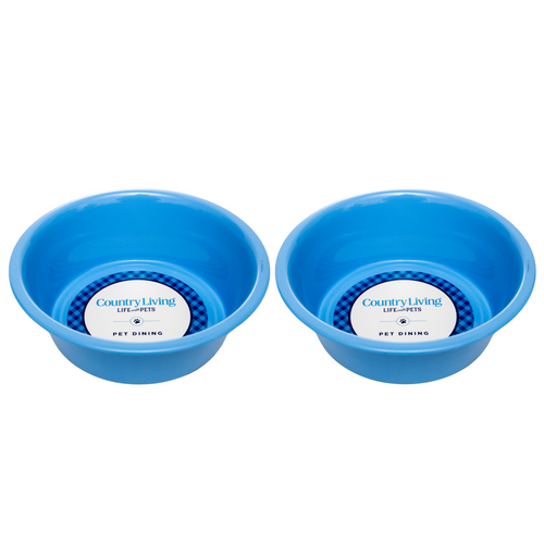 Country Living Set of 2 Coated Stainless Steel Heavy Dog Bowls - Ideal for Medium to Large Breeds