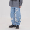 Black plus size loose jeans menswear