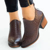 Chunky High Heel Martin Boots With Pointed Toe