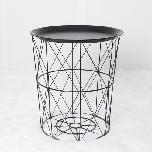geometric metal bedside table simple storage basket